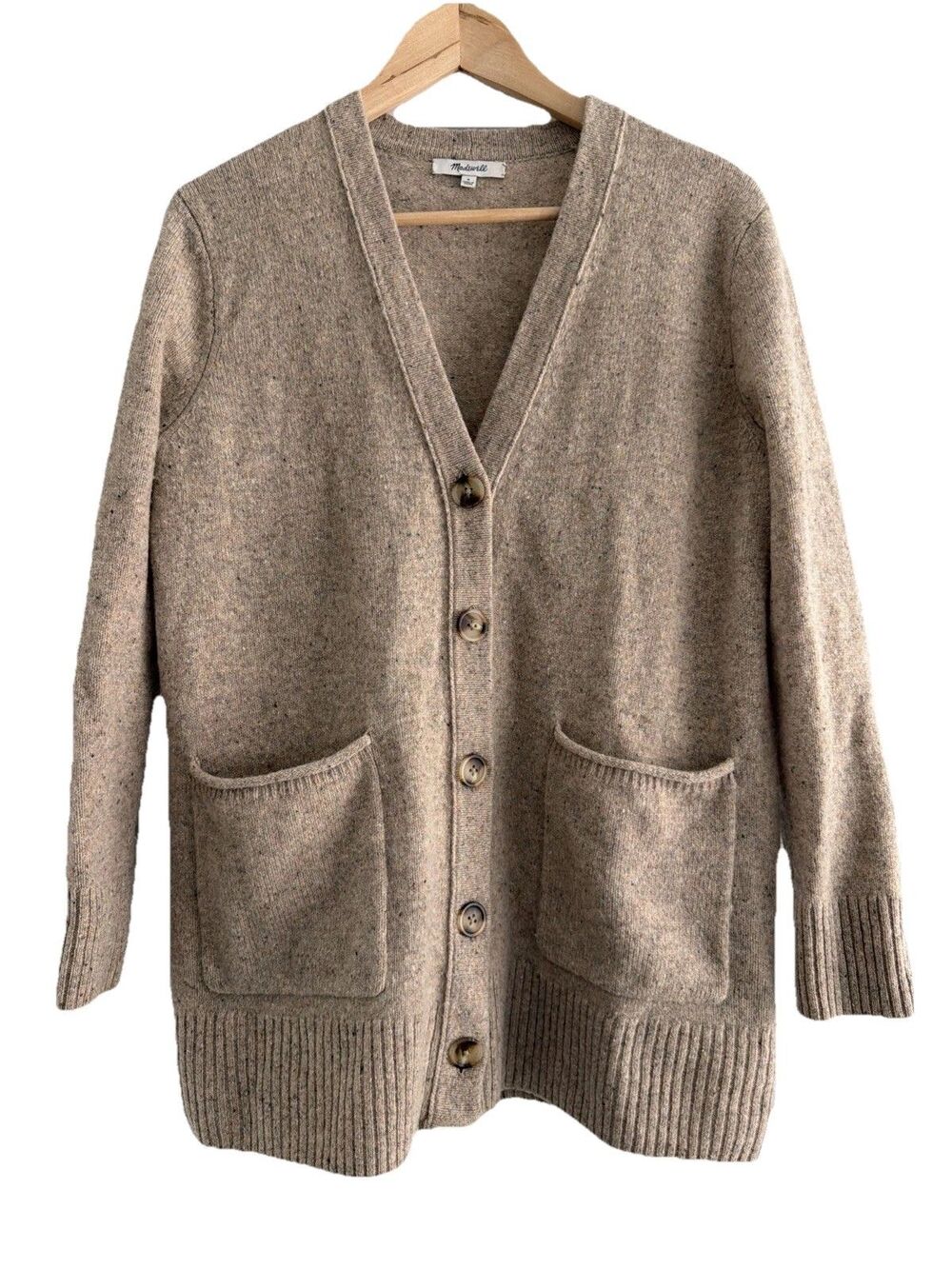 Madewell Donegal Maysfield Cardigan Sweater Button Up Oatmeal Tan small